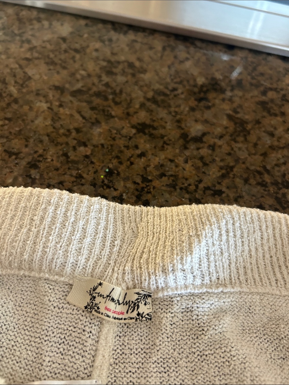 Anthropologie Cream Ribbed Crewneck Sweater